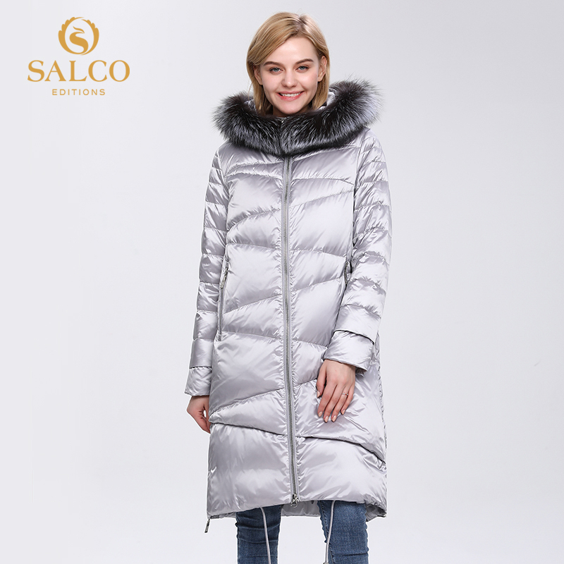 SALCO Free shipping The latest big-zipped pearl-cotton winter warm coat high-end real fur coat 201019
