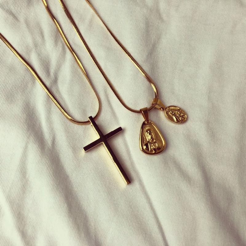 Pendant Necklaces Drop Cross And Matrona Mary Set Necklace Stainless Steel Metal Jewelry Choker Golden Color
Pendant Necklaces Drop Cross And Matrona Mary Set Necklace Stainless Steel Metal Jewelry Choker Golden Color