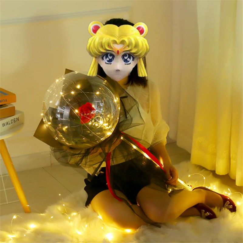 LED String Light DIY Rose Flower Bobo Balloons Fairy Lighting with Sticks Transparent Bouquet Ballons for Party Balloon Wedding Holiday Decoration