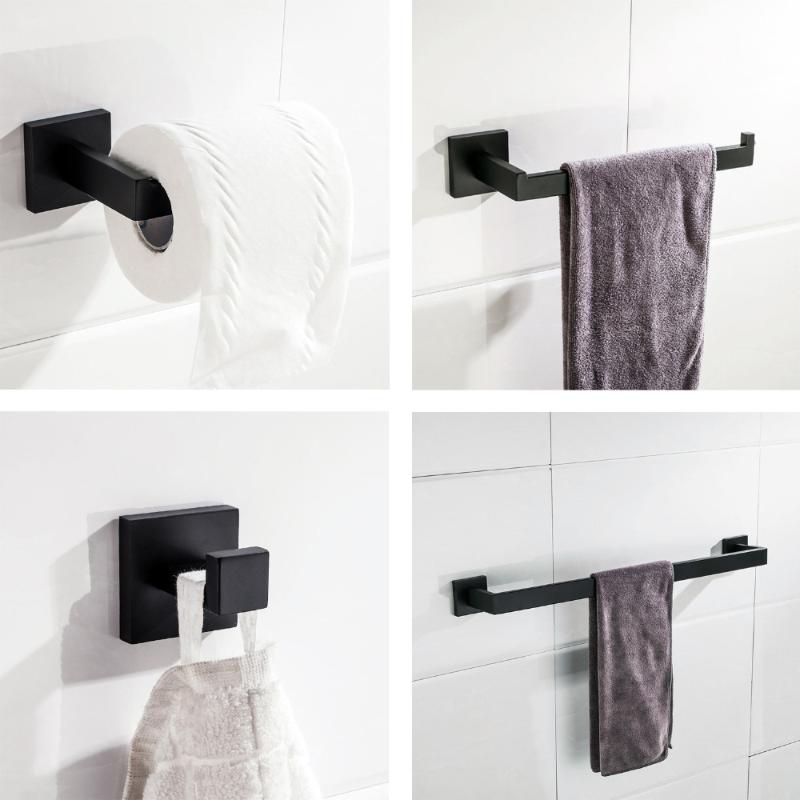 Matte Black Stainless Steel Bathroom Hardware Accessories Set Robe Hook Towel Bar Towel Ring And Toilet Paper Holder
Matte Black Stainless Steel Bathroom Hardware Accessories Set Robe Hook Towel Bar Towel Ring And Toilet Paper Holder