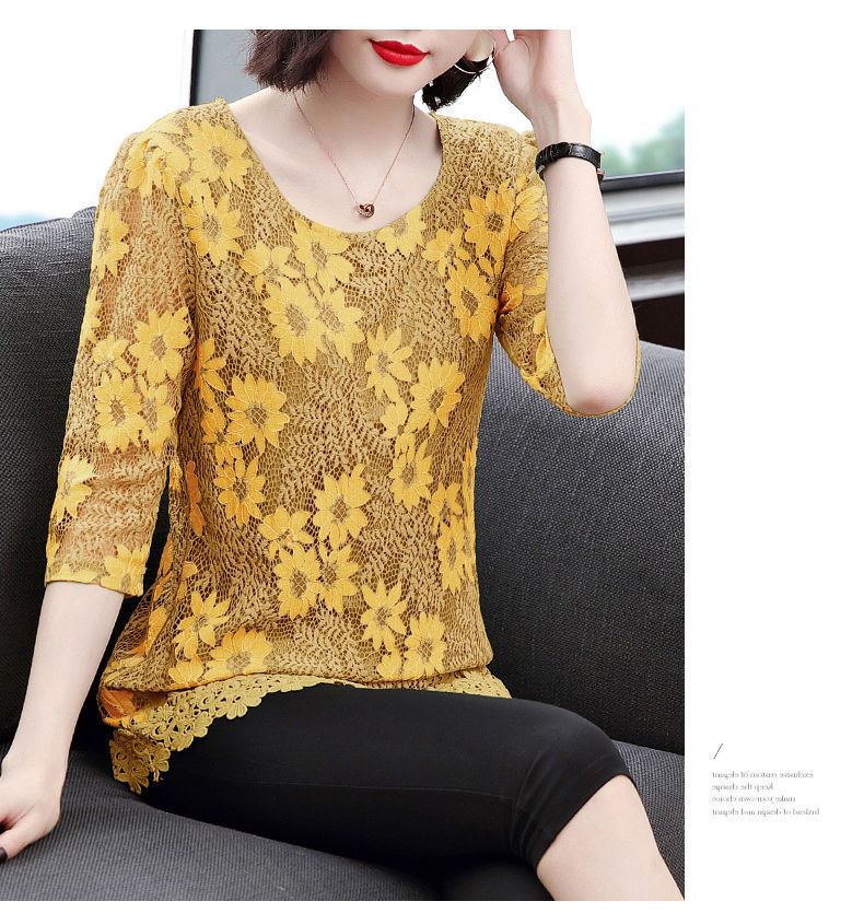 2020 summer women lace blouses shirt vintage Embroidery Shirt Short Sleeve blouse ladies floral tops womens clothing L-5XL