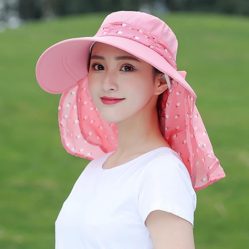 2020 Summer Women's New Outdoor Sunscreen Sunscreen Mask Hat, Pk2