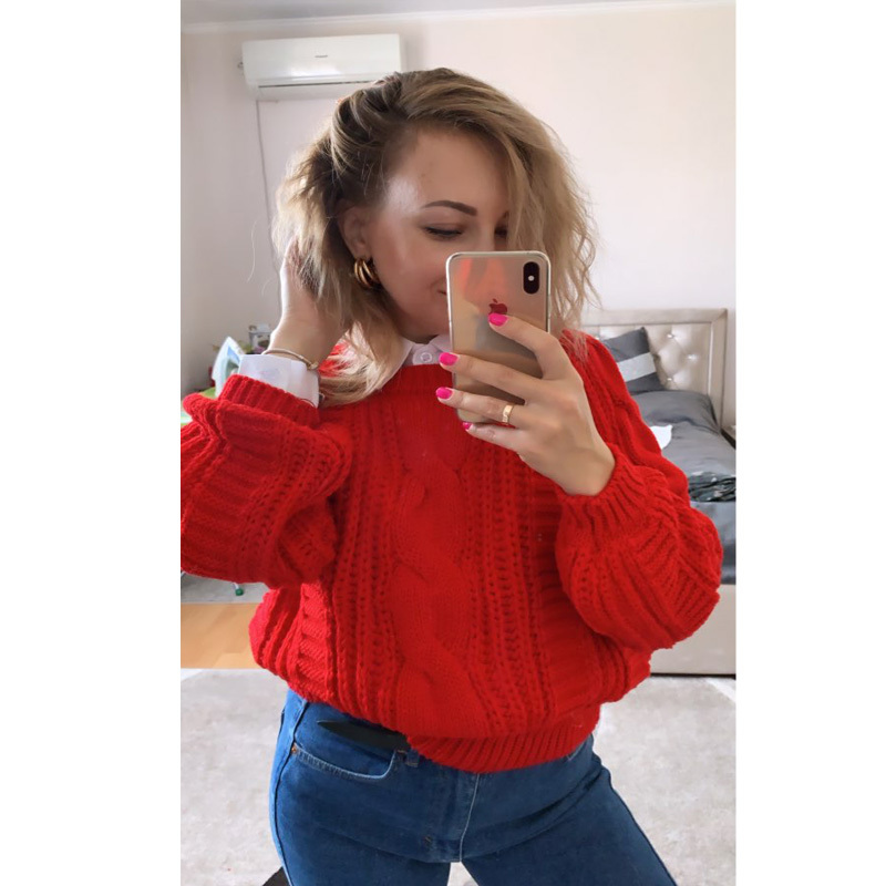 spring Knitted Sweater Women Pull Sweater Pullover And Jumpers Candy Color Harajuku Short Sweater Twist Pull Jumpers 201224