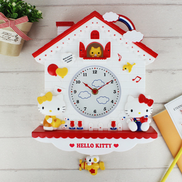 12 Inch Cartoon My Melody Swing Kids Girls Wall Quartz Clock Home Decro for Bedroom Liveroom Y200109