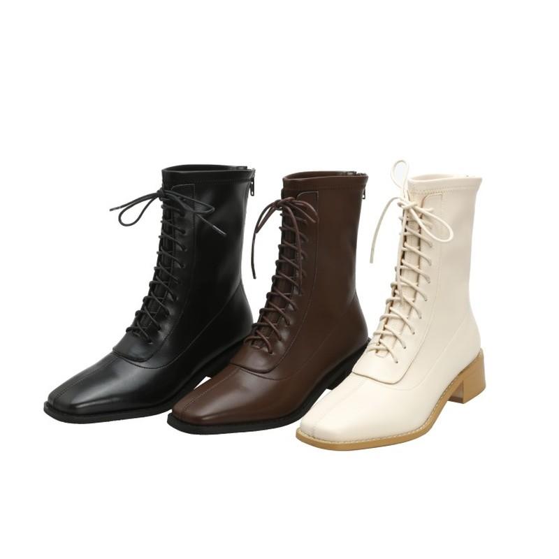 High Quality Stretch Leather Handmade Autumn Winter Boots Fashion Woman Ankle Boots Square Toe Cross-Tied Med Heels Woman, Beige
High Quality Stretch Leather Handmade Autumn Winter Boots Fashion Woman Ankle Boots Square Toe Cross-Tied Med Heels Woman, Beige