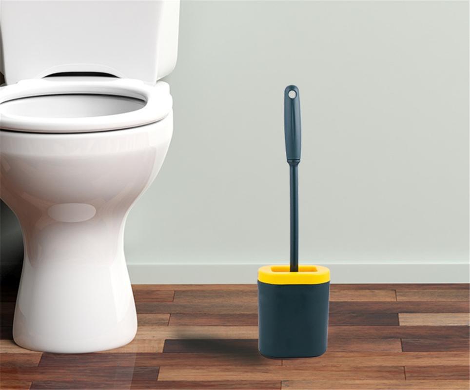 Silicone WC toilet cleaning brush flat head soft soft brush with quick-drying fixed seat set WC accessories cleaning