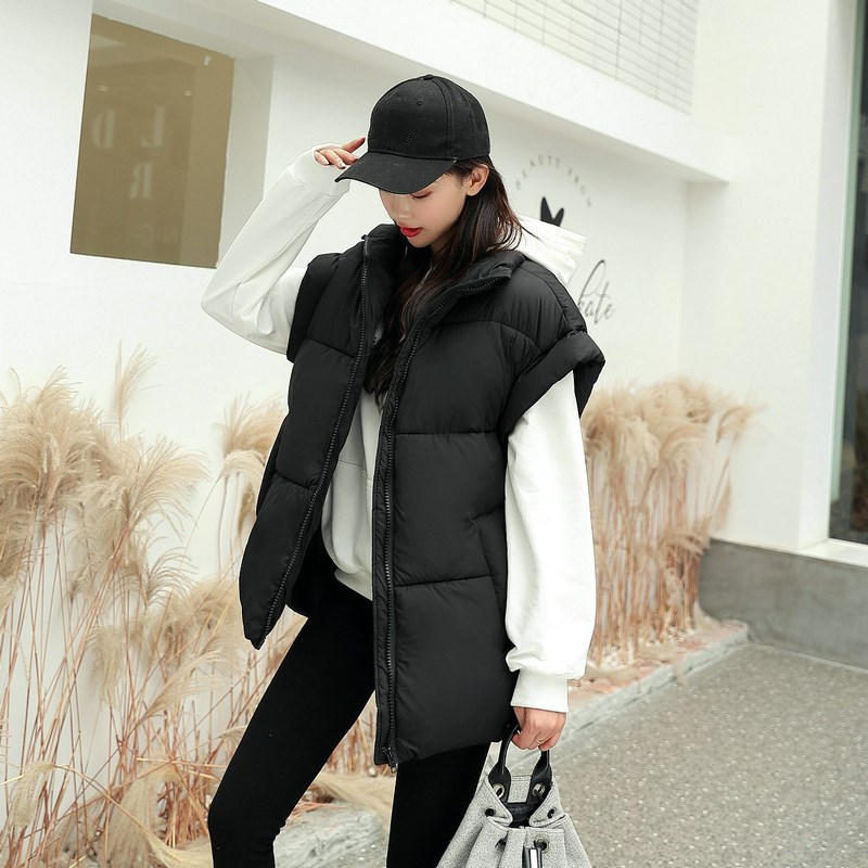 Fashion Vest Woman Jacket Waistcoat Mujer Chaqueta Loose Warm Ladies Vest Thick Sleeveless Down Cotton Vest Female Solid Q2904 201211