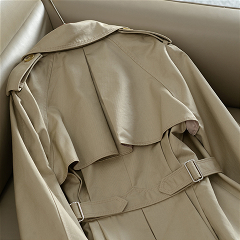 Khaki Long Trench Coat Women Spring Autumn New Korean Clothes Fashion Slim Double Breasted Windbreaker Women Overcoat H256 T200811