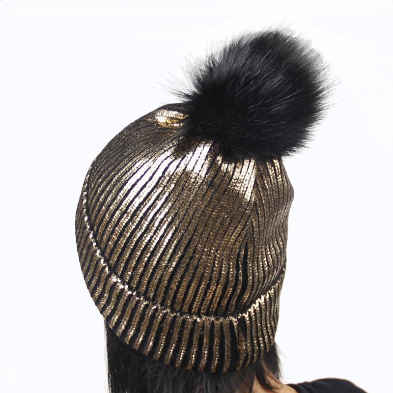 Winter Knitting Hats Female Shining Warm Skullies Beanies Bronzing Gold and Silver With Caps Raccoon Fur pompon Hat for Women1
Winter Knitting Hats Female Shining Warm Skullies Beanies Bronzing Gold and Silver With Caps Raccoon Fur pompon Hat for Women1
