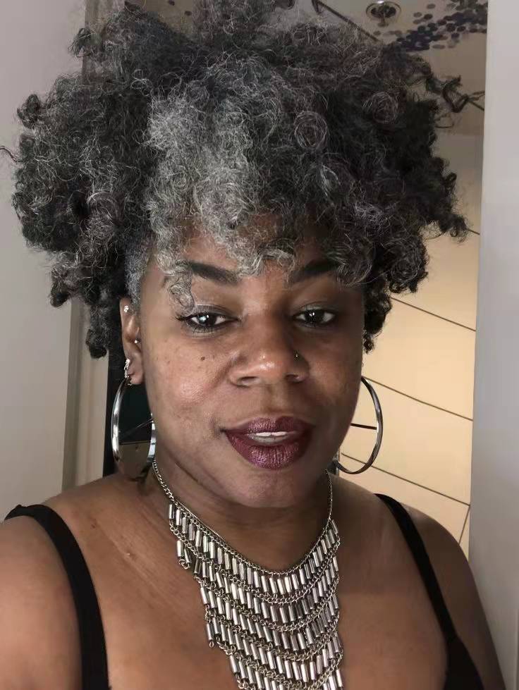 Salt N pepper ponytail hair extensions gray /grey haripiece with drawstring two combs hot fashion human afro kinky curly short hair piece for black wo