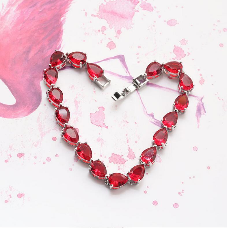 Dia - CZ Bracelet with Gold Water Drop Pear Cut Cubic Zirconia Wedding Bracelet, Rose Classics Jewelry Gift Free shipping