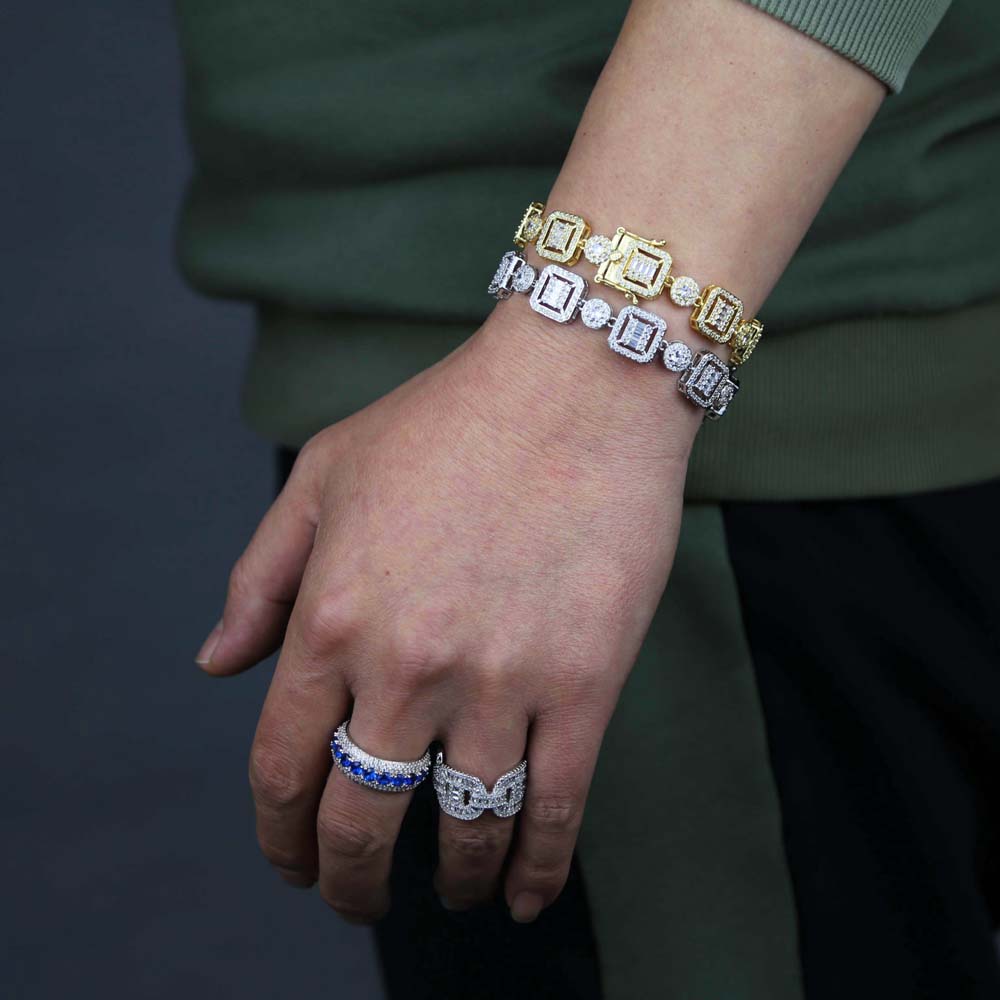 Iced Out Bling CZ Cluster Tennis Chain Bracelet For Women Men Boy Fashion Sparking 5A Cubic Zirconia Wedding Party Gift Jewelry