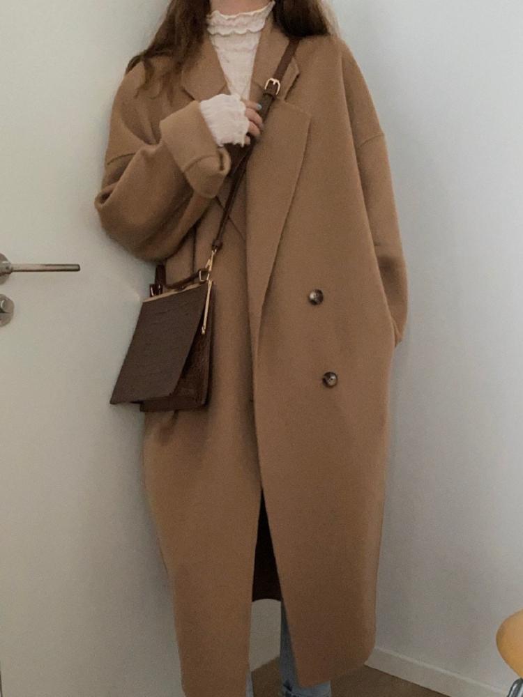Autumn Winter All-Match Korean Loose Double-Breasted Mid-Length Hepburn Style Woolen Coat, Black
Autumn Winter All-Match Korean Loose Double-Breasted Mid-Length Hepburn Style Woolen Coat, Black