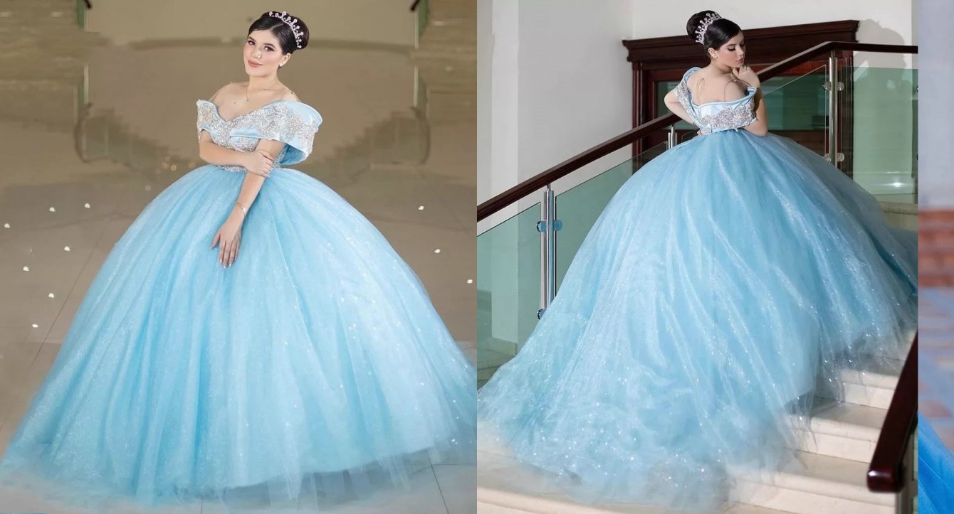 Vintage Princess Baby Blue Sweet 15 Quinceanera dresses Vintage Off the shoulder Cap Sleeves Crystal Rhinestones Tulle masquerade ball gown evening prom dress, Ivory
Vintage Princess Baby Blue Sweet 15 Quinceanera dresses Vintage Off the shoulder Cap Sleeves Crystal Rhinestones Tulle masquerade ball gown evening prom dress, Ivory
