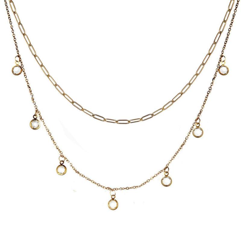 Chokers Fashion Bohemian Multilayer Necklaces For Women Gold Color Stainless Steel Circle Crystal Necklace Trendy Jewelry
Chokers Fashion Bohemian Multilayer Necklaces For Women Gold Color Stainless Steel Circle Crystal Necklace Trendy Jewelry