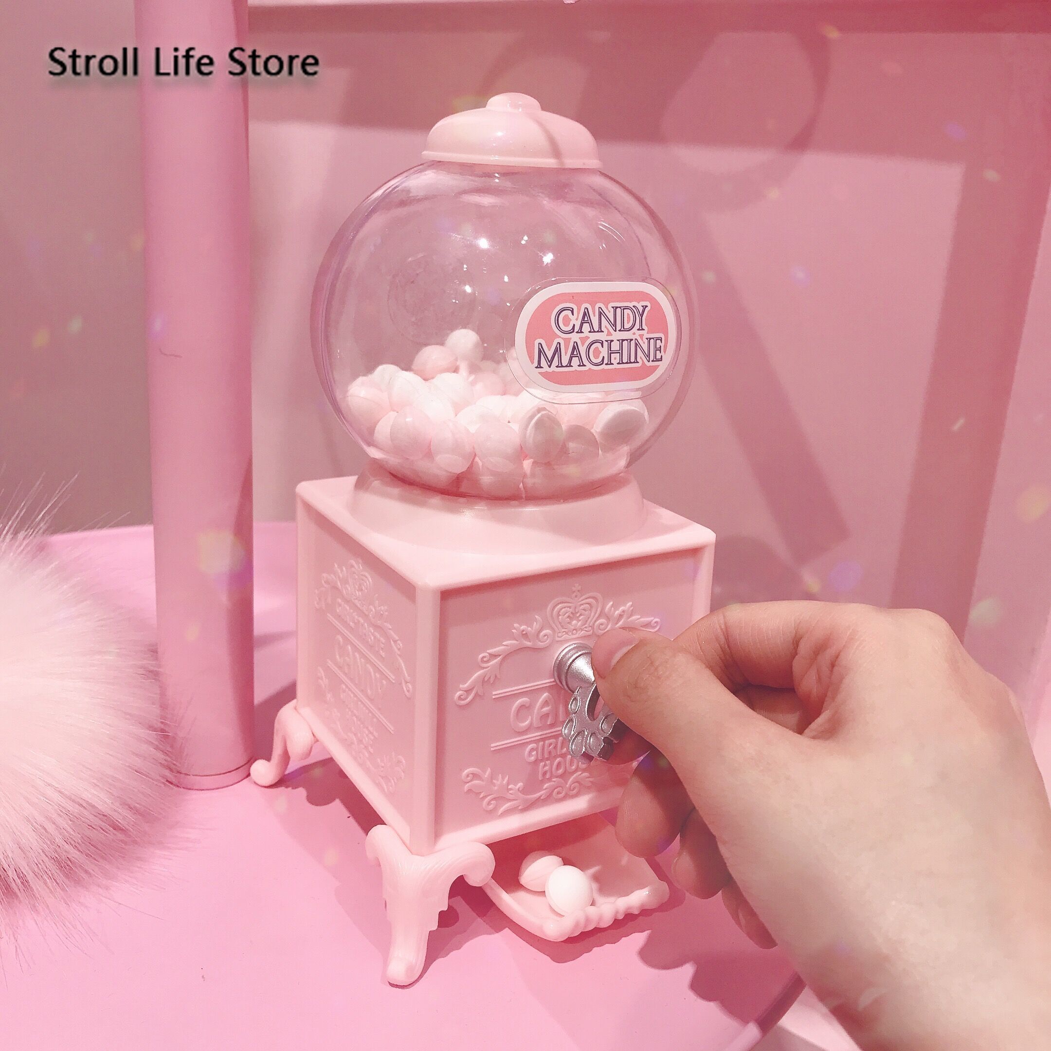 Creative Pink Candy Twist Machine Piggy Bank for Paper Money Boxes Birthday Gift Valentine's Day Girl Heart Gift Ornaments FP092 LJ201212