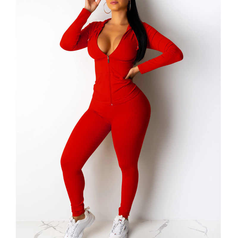 7Colors Women 2 Piece Tracksuit Outfits Sexy Hoodie FullZip Sweatshirt Joggers Pants Sweatsuit Set with Pockets T200630