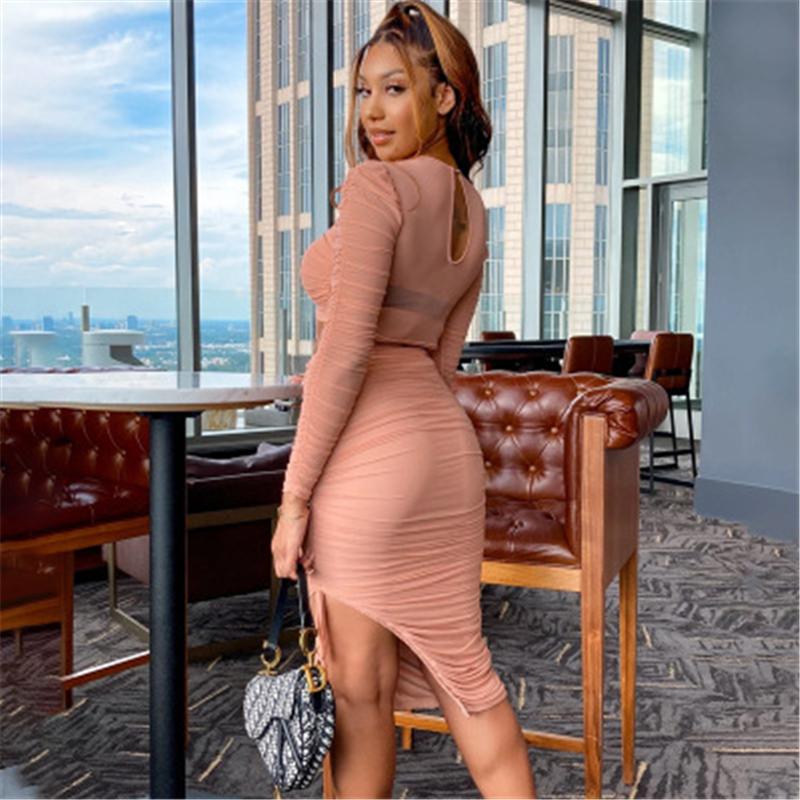 Ladies Two Piece Dress Fashion Trend Mesh Drawstring Shrink Long Sleeve Short Tops Skirt Sets Designer Female Autumn Casual Slim 2Pcs Sets, Pink
Ladies Two Piece Dress Fashion Trend Mesh Drawstring Shrink Long Sleeve Short Tops Skirt Sets Designer Female Autumn Casual Slim 2Pcs Sets, Pink