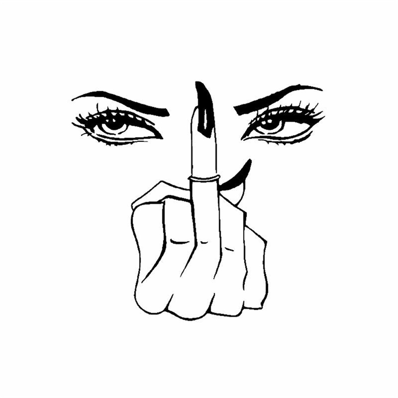 Pretty Eyes Vehicle Stickers Girls Middle Finger Waterproof PVC For Auto Racing Computer Window Door Side Truck Office Home Gift Decoration Decal 16cm