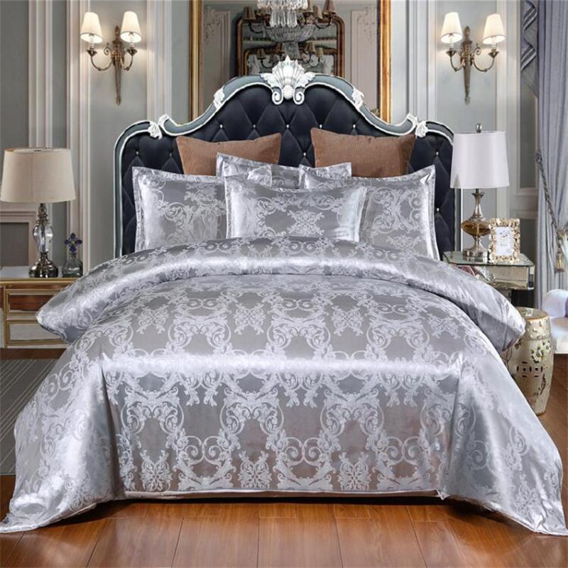 Sliver Gold Luxury Silk Satin Jacquard Duvet Cover Bedding Sets US Queen King Size 3 Pcs Bed Set
Sliver Gold Luxury Silk Satin Jacquard Duvet Cover Bedding Sets US Queen King Size 3 Pcs Bed Set