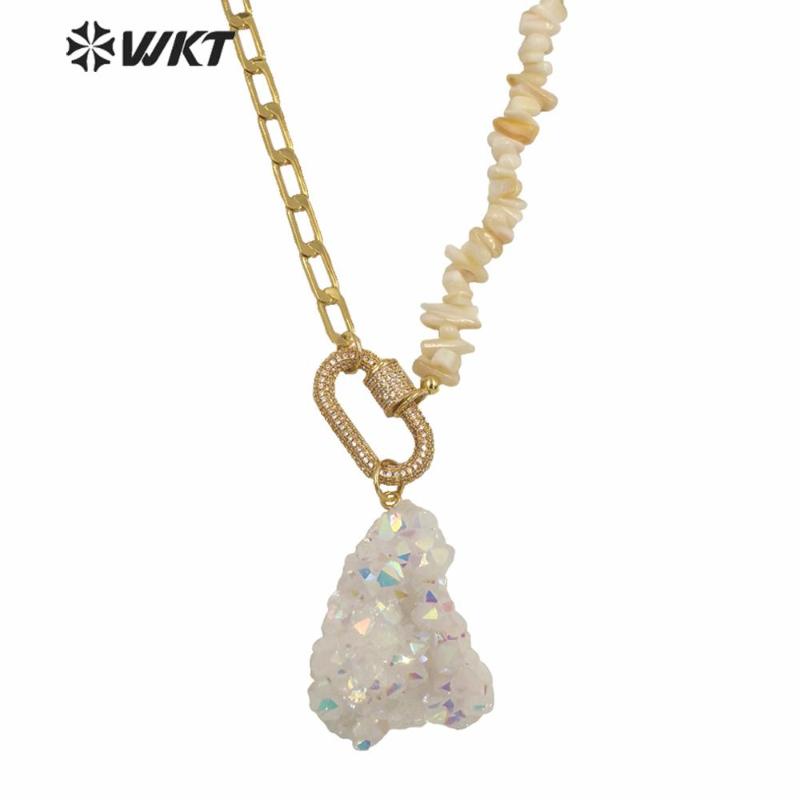 Chokers WT-N1253 Amazing Sparkly Angel AURA Quartz Stone Necklace Fashion Lady Unique Hand Make Chain Crystal Neckalce
Chokers WT-N1253 Amazing Sparkly Angel AURA Quartz Stone Necklace Fashion Lady Unique Hand Make Chain Crystal Neckalce