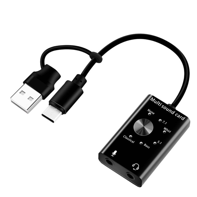 Portable USB 7.1 Sound Card External USB to Earphone/Microphone Interface Sound Card for Windows/Mac/Linux
Portable USB 7.1 Sound Card External USB to Earphone/Microphone Interface Sound Card for Windows/Mac/Linux