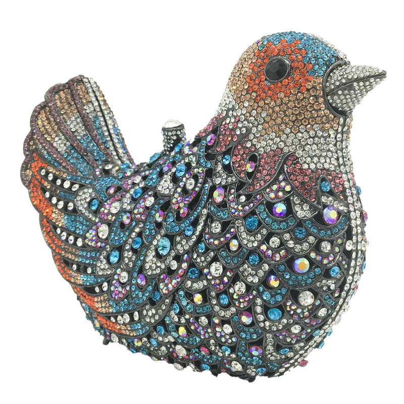 Boutique De FGG Multicoloured Bird Shape Women Crystal Evening Clutch Bags for Wedding Party Purses and Handbags 220211