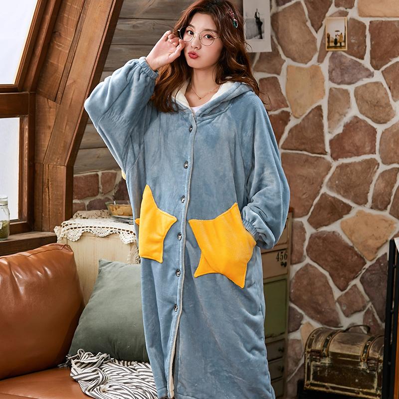 Autumn Winter Women Long Sleeve Pajamas Hooded Flannel Nightgowns Girls Night Dress Sleepwear Cute Princess Coral Fleece, Blue
Autumn Winter Women Long Sleeve Pajamas Hooded Flannel Nightgowns Girls Night Dress Sleepwear Cute Princess Coral Fleece, Blue