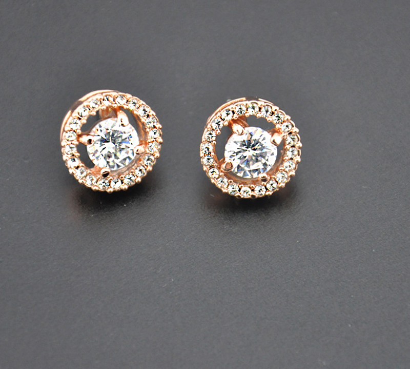 18K Gold Silver Plated Zircon Earrings Necklace Bracelet Bridal Wedding Jewelry Set for Women Round Crystal Pendent Jewelry Sets