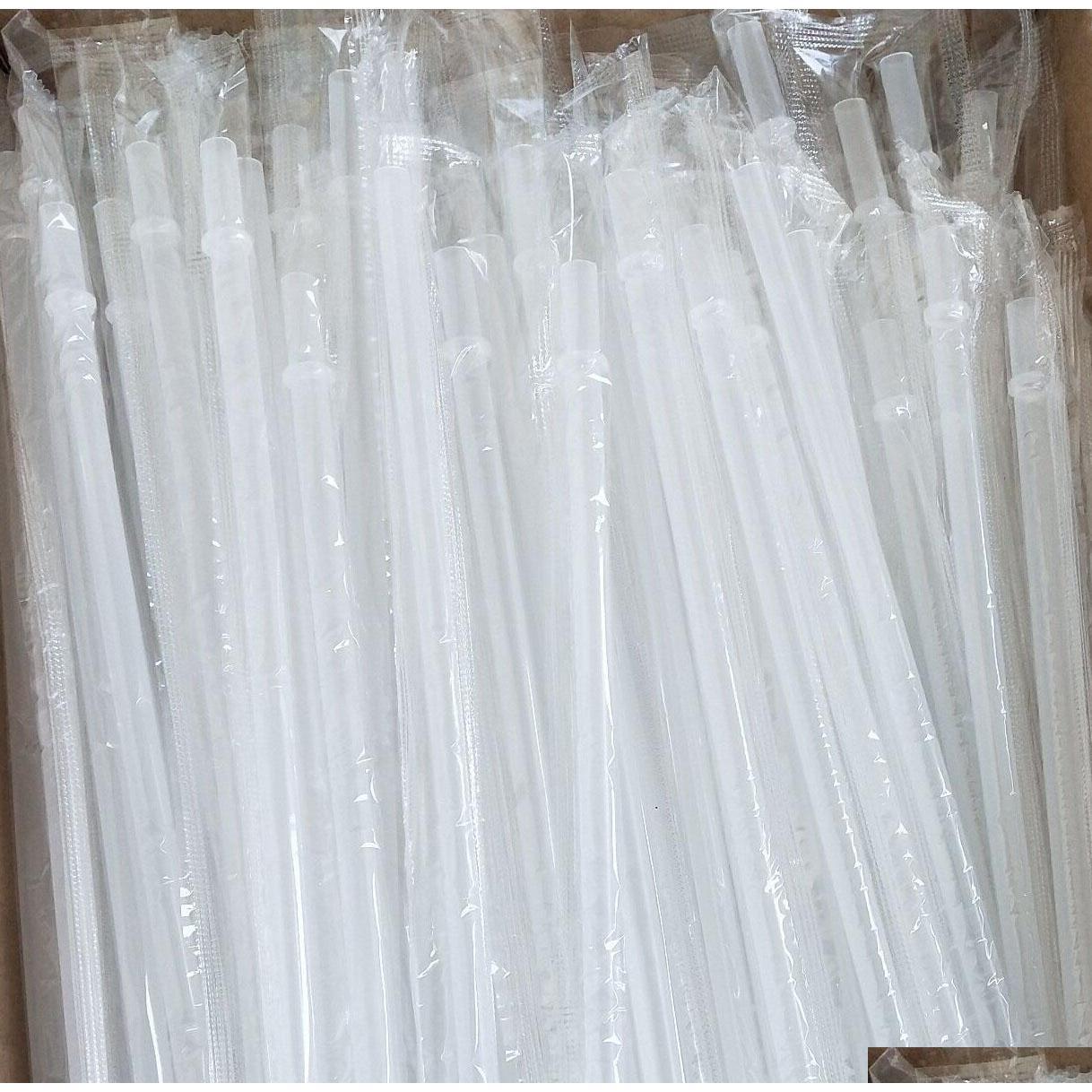 Individually Packaged Plastic Transparent Straw 105In Reusable Plastic Straw Green Pp Drink Straw 7Folc1290669