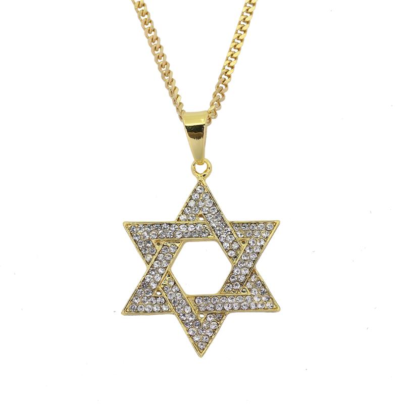 Pendant Necklaces Religious Menorah And Star Of David Jewish Necklace Stainless Steel 35mmcuban Chain Hip Hop Bling Jewlery For M