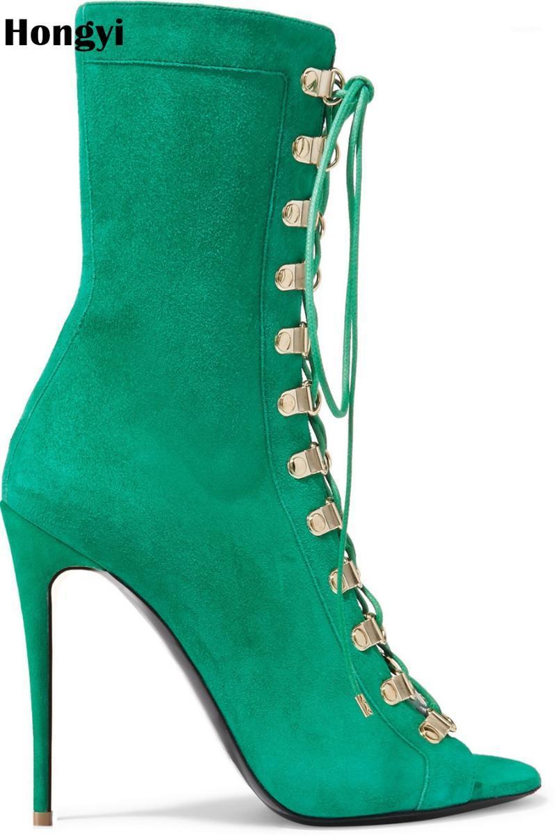 Hongyi New Design Women Suede Lace Up Boots Green Black Open Toe High Heels Shoes Spring Autumn Woman Ankle Boots Size1, As showed color
Hongyi New Design Women Suede Lace Up Boots Green Black Open Toe High Heels Shoes Spring Autumn Woman Ankle Boots Size1, As showed color