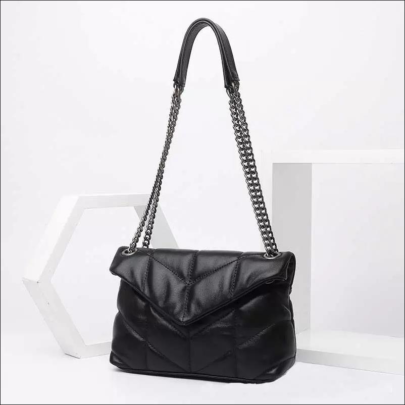 2022 High Qulity classic Puffer Shoulder Bag Soft Genuine Leather Womens Ladies Composite Tote Clutch Handbags Purse Messenger Crossbody