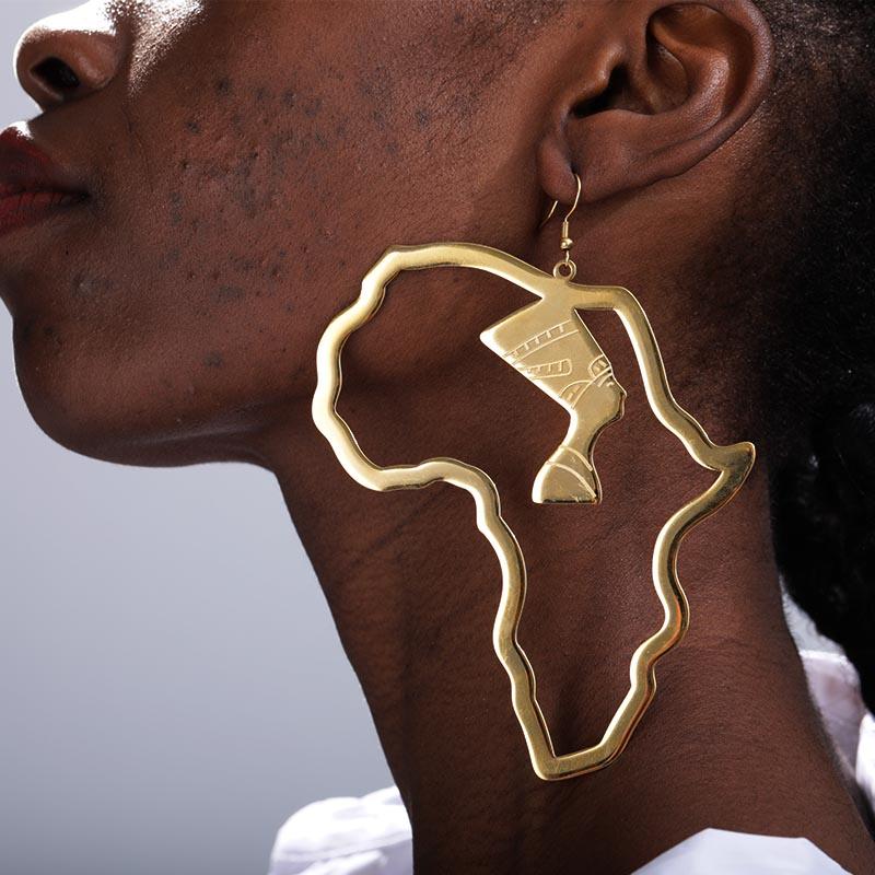African Map Earring For Women Gold Stainless Steel Exaggerate Large Loop Ear Studs Ethiopian Jewelry Hip-hop Drop Earrings Party
African Map Earring For Women Gold Stainless Steel Exaggerate Large Loop Ear Studs Ethiopian Jewelry Hip-hop Drop Earrings Party