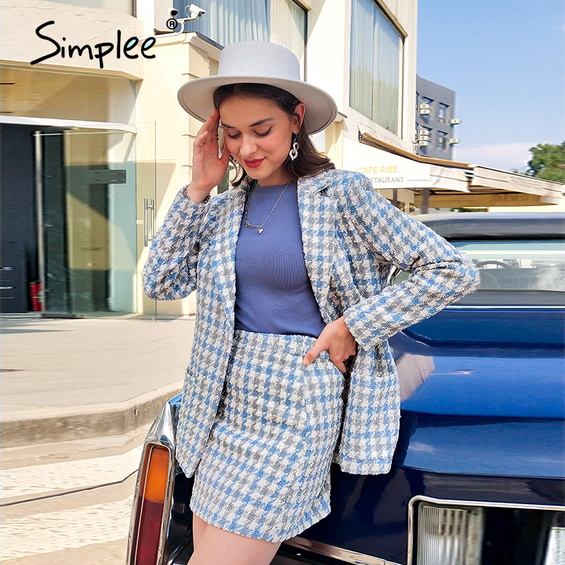 Simplee Elegant Two-piece Women's Plaid Suit Office women's long sleeve short skirt sets Fashion autumn winter suit new 201130, Multi
Simplee Elegant Two-piece Women's Plaid Suit Office women's long sleeve short skirt sets Fashion autumn winter suit new 201130, Multi