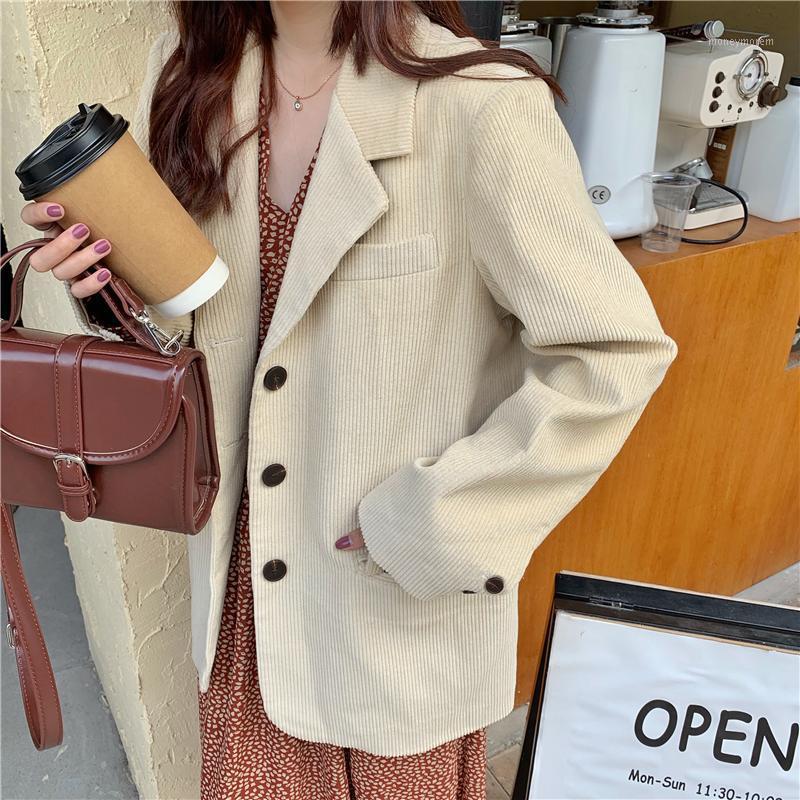 Vintage Corduroy Blazers Women Notched Long Sleeve Suit Jackets Korean office lady Single-breasted Coat blazer feminino1, Green
Vintage Corduroy Blazers Women Notched Long Sleeve Suit Jackets Korean office lady Single-breasted Coat blazer feminino1, Green