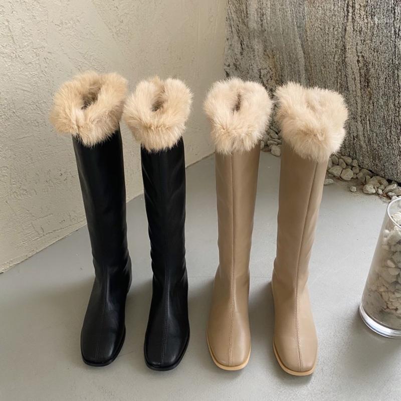 DXFAN Fluffy Fur Warm Winter Long Knee Boots Women Round Toe Fur inside Botas Mujer Elegant Solid Snow Boots Women1, Black
DXFAN Fluffy Fur Warm Winter Long Knee Boots Women Round Toe Fur inside Botas Mujer Elegant Solid Snow Boots Women1, Black
