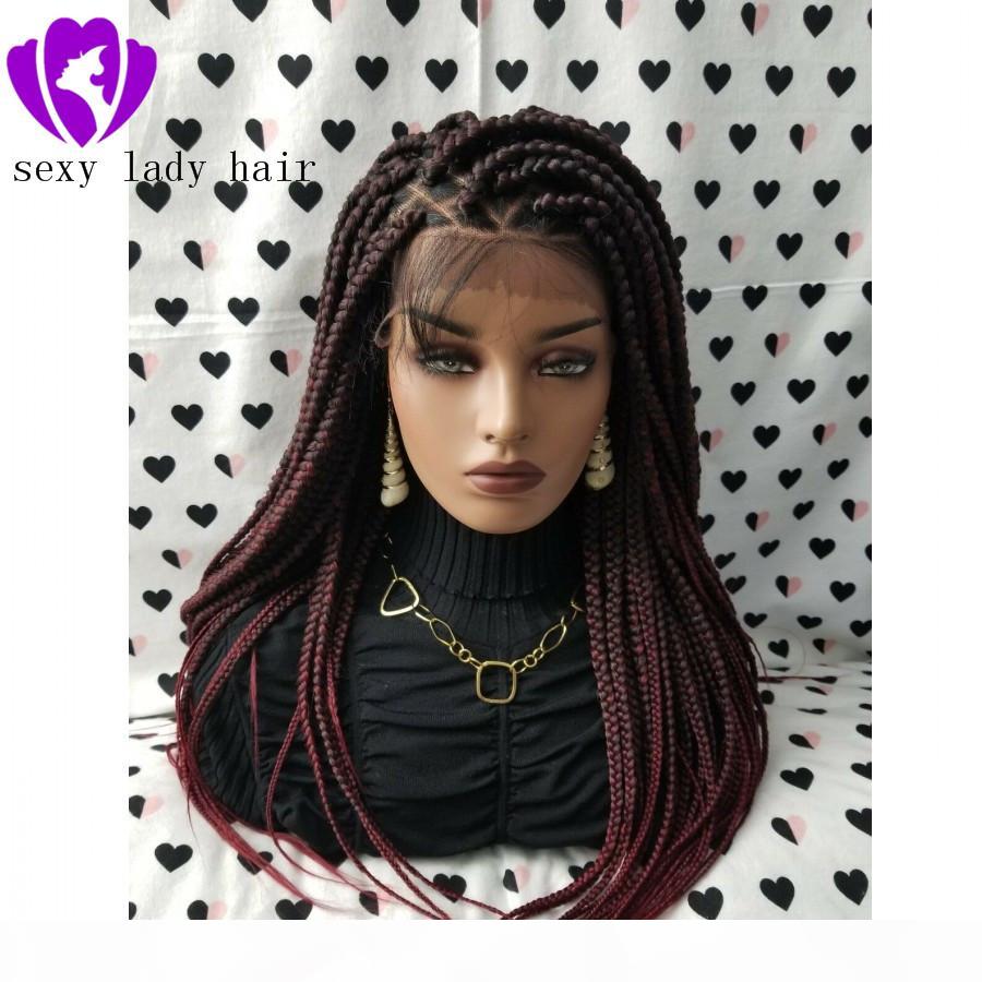 Free Part dark roots ombre burgundy red Box Braids Wig brazilian full lace front Wig Jumbo braids synthetic wig Baby Hair Heat Resistant, Blue
Free Part dark roots ombre burgundy red Box Braids Wig brazilian full lace front Wig Jumbo braids synthetic wig Baby Hair Heat Resistant, Blue