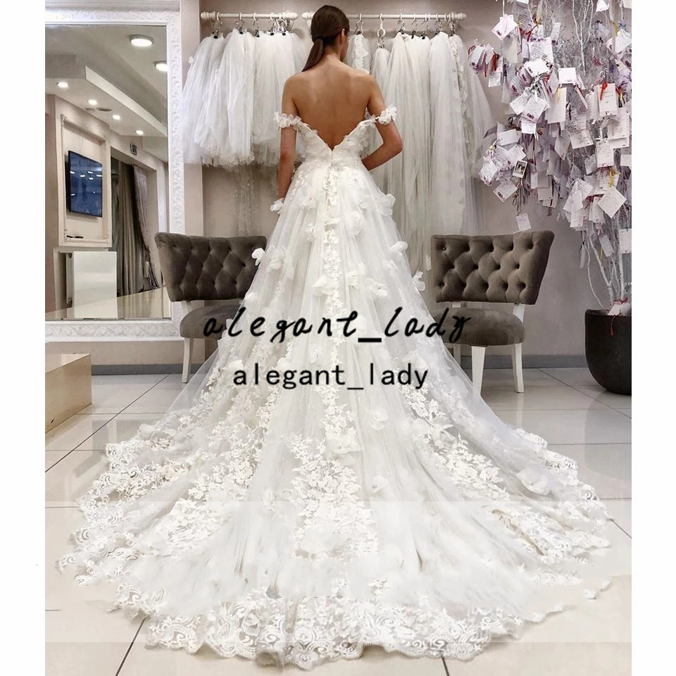 Sweetheart Sexy beach Bridal Dresses 2022 handmade 3D floral Princess boho Wedding Gowns Off the Shoulder Vestidos de Boda
