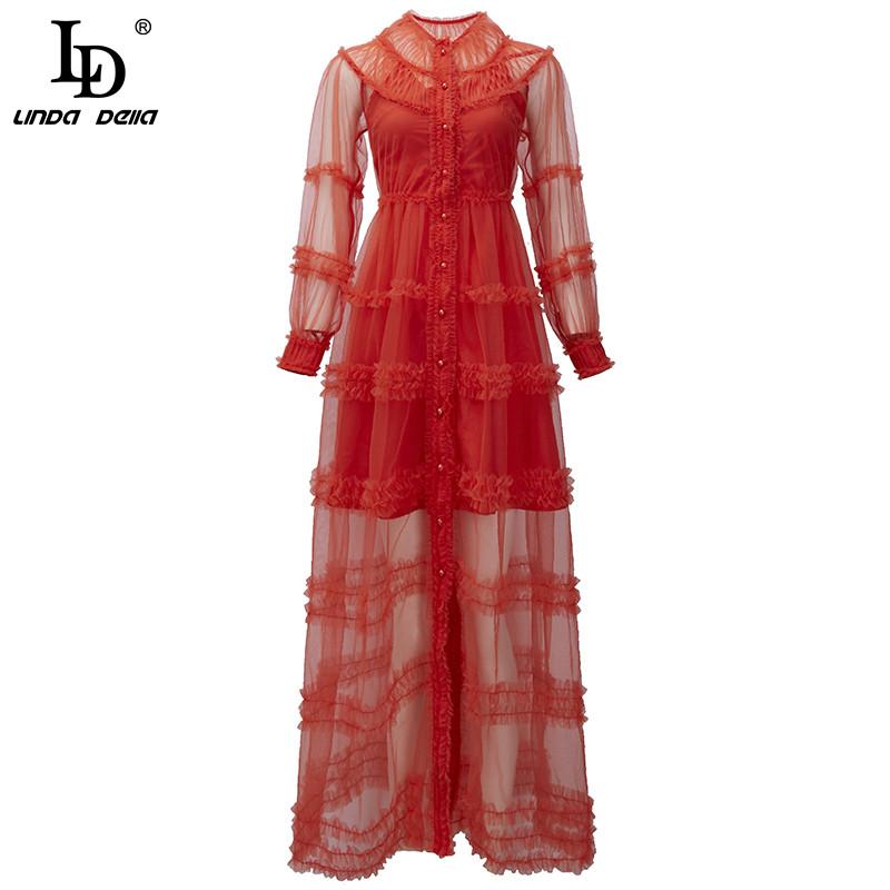 LD LINDA DELLA Summer Runway Sexy Perspective Mesh Long Dress Women High Waist Ruffle Elegant Club Party Dress Vestidos, Red
LD LINDA DELLA Summer Runway Sexy Perspective Mesh Long Dress Women High Waist Ruffle Elegant Club Party Dress Vestidos, Red