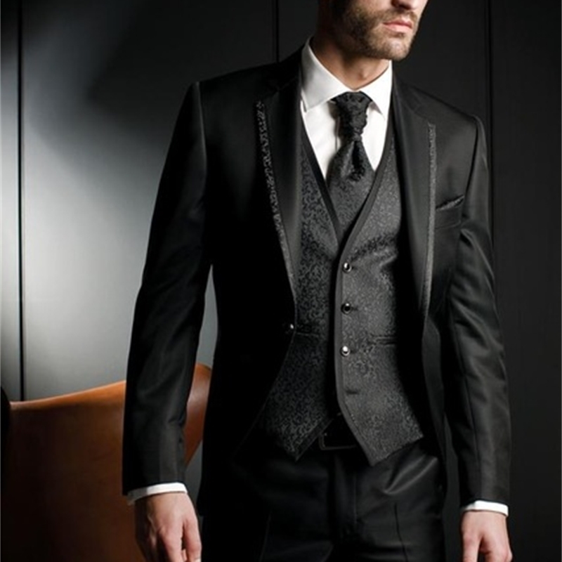 High Quality men suit Black Groom Tuxedos Groomsmen Morning style tuxedos for Men Wedding Suits Prom Formal Bridegroom Suit 201105