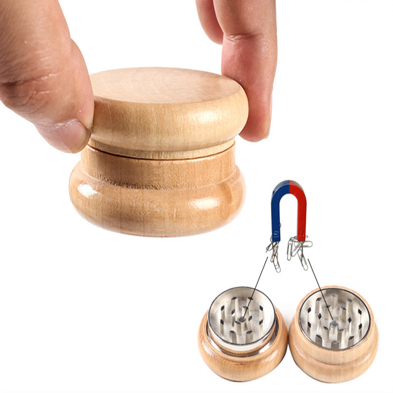 2 Inch 53MM Natural Wooden Cigarette Tobacco Spice Herb Grinder Smoke Crusher Muller Handmade