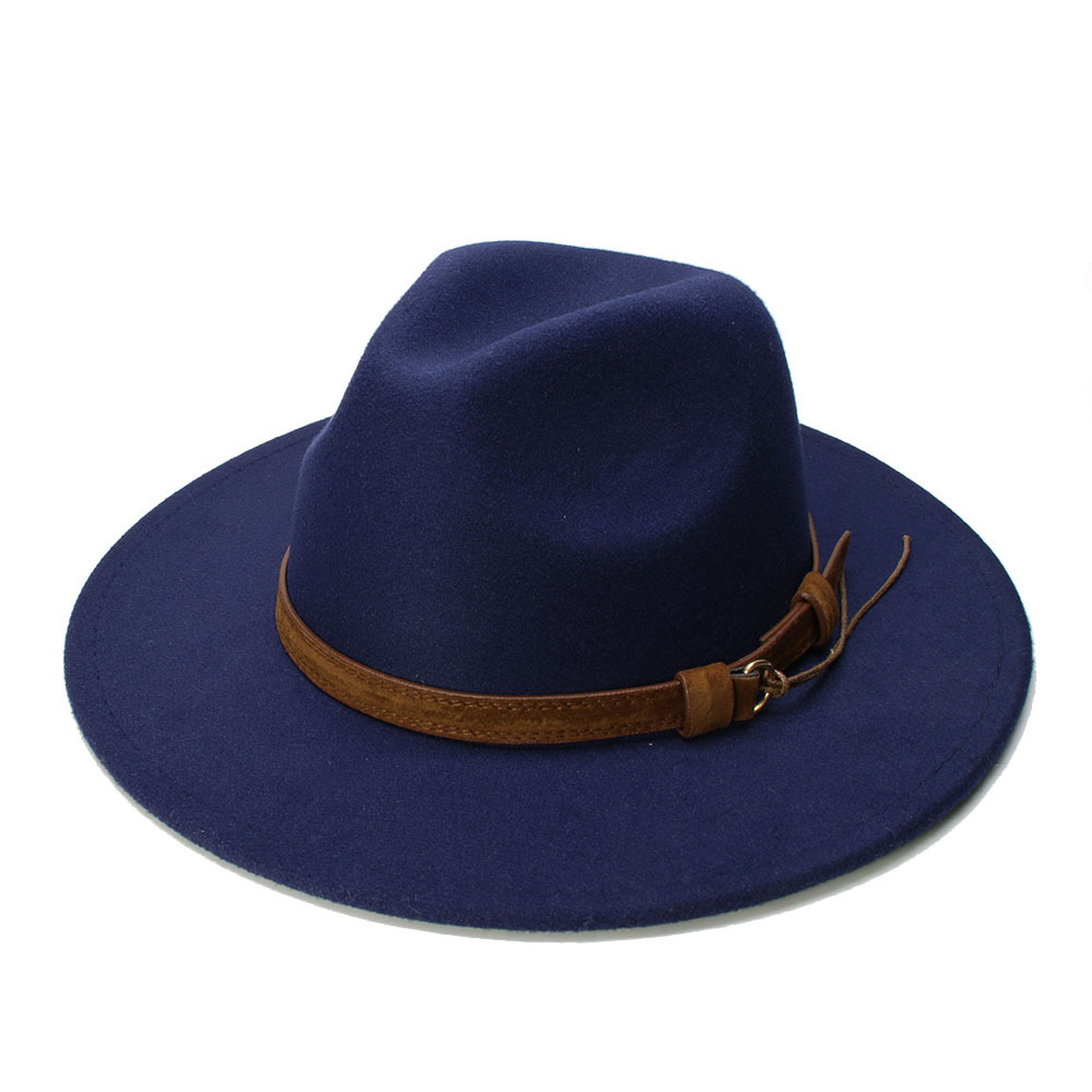 LUCKYLIANJI Retro Kid Child Vintage 100 Wool Wide Brim Cap Fedora Panama Jazz Bowler Hat Leather Band 54cmAdjusted Y200110
