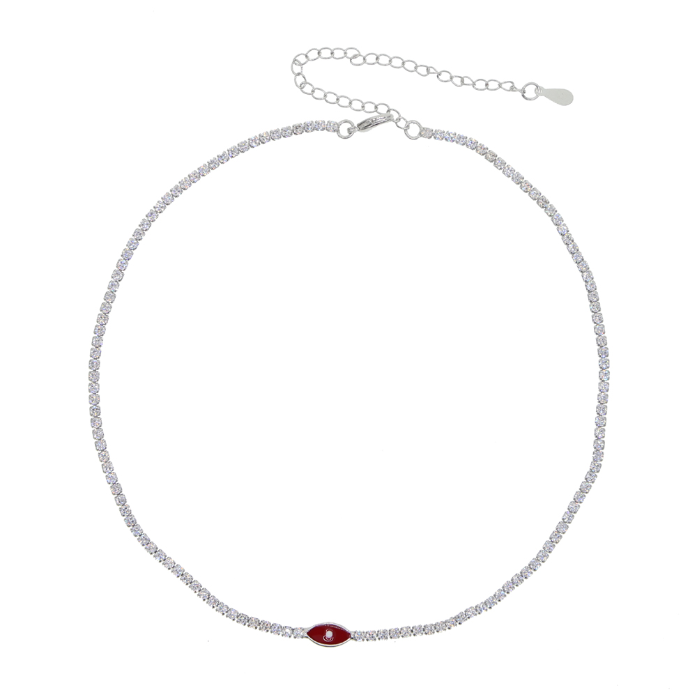 5A cz tennis chain evil eye charm choker necklace with colorful enamel lovely eyes pendant fashion necklaces jewelry