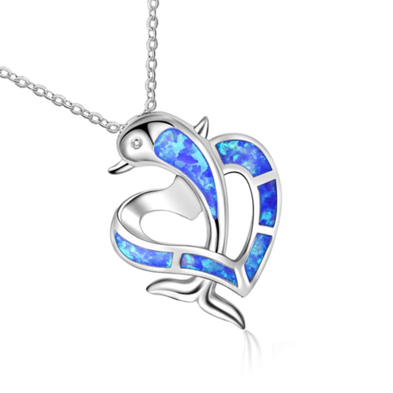 Blue Fire Opal Dolphin Heart Cross Pendants Necklaces for Women Silver Color Animal Necklace Best Valentine's Day Gift Jewelry
Blue Fire Opal Dolphin Heart Cross Pendants Necklaces for Women Silver Color Animal Necklace Best Valentine's Day Gift Jewelry