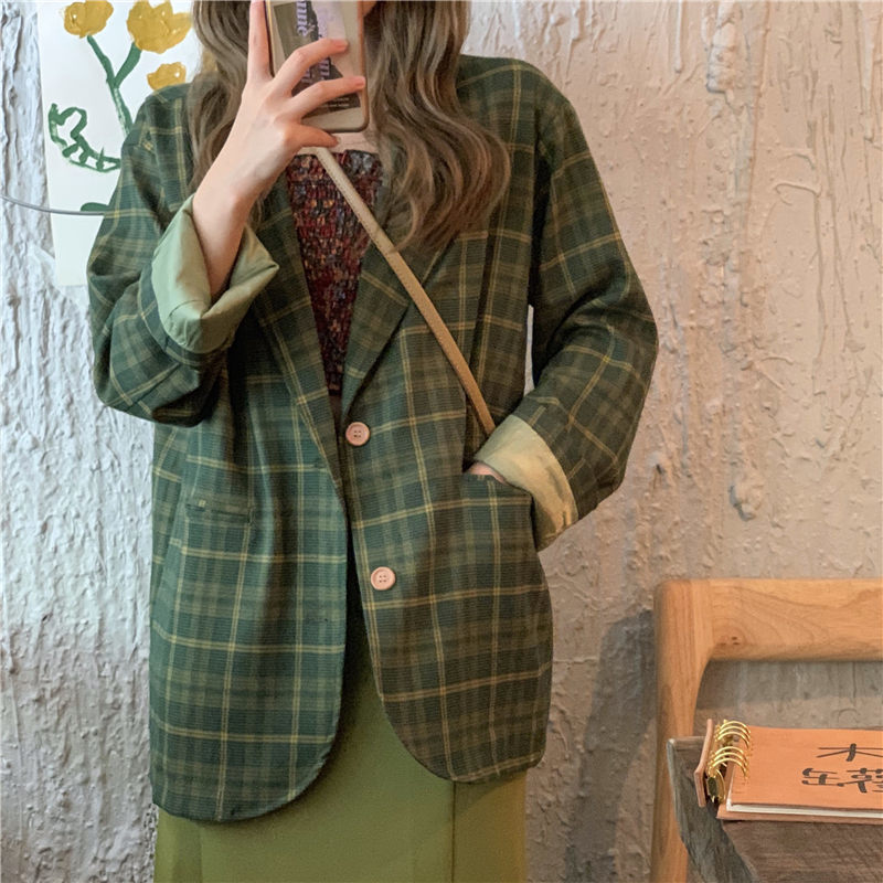 Chess all-match fall loose vintage streetwear casual fresh brief single-button high-quality jackt lady of the office jacket AEJJ, Green
Chess all-match fall loose vintage streetwear casual fresh brief single-button high-quality jackt lady of the office jacket AEJJ, Green