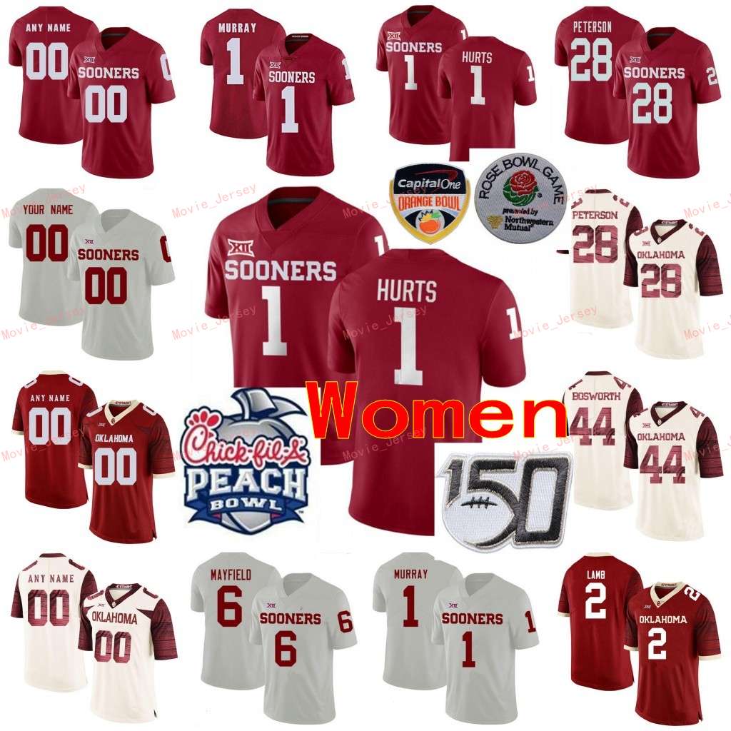 Stitched Custom 1 Jalen Hurts 1 Kyler Murray 10 Theo Wease Jr. 11 Jadon Haselwood Oklahoma Sooners College Women Jersey, Black
Stitched Custom 1 Jalen Hurts 1 Kyler Murray 10 Theo Wease Jr. 11 Jadon Haselwood Oklahoma Sooners College Women Jersey, Black