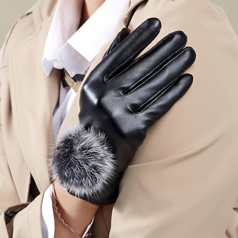 Female Fashion Black Gloves PU leather fabric with Fur Mittens for Women winter warm
Female Fashion Black Gloves PU leather fabric with Fur Mittens for Women winter warm