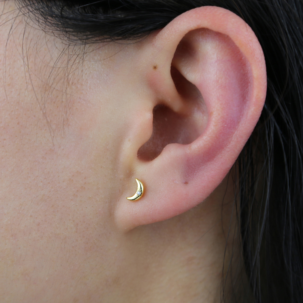 2021 new minimal delicate dainty 100 925 sterling silver 56mm tiny star signet moon stud earring for women girl