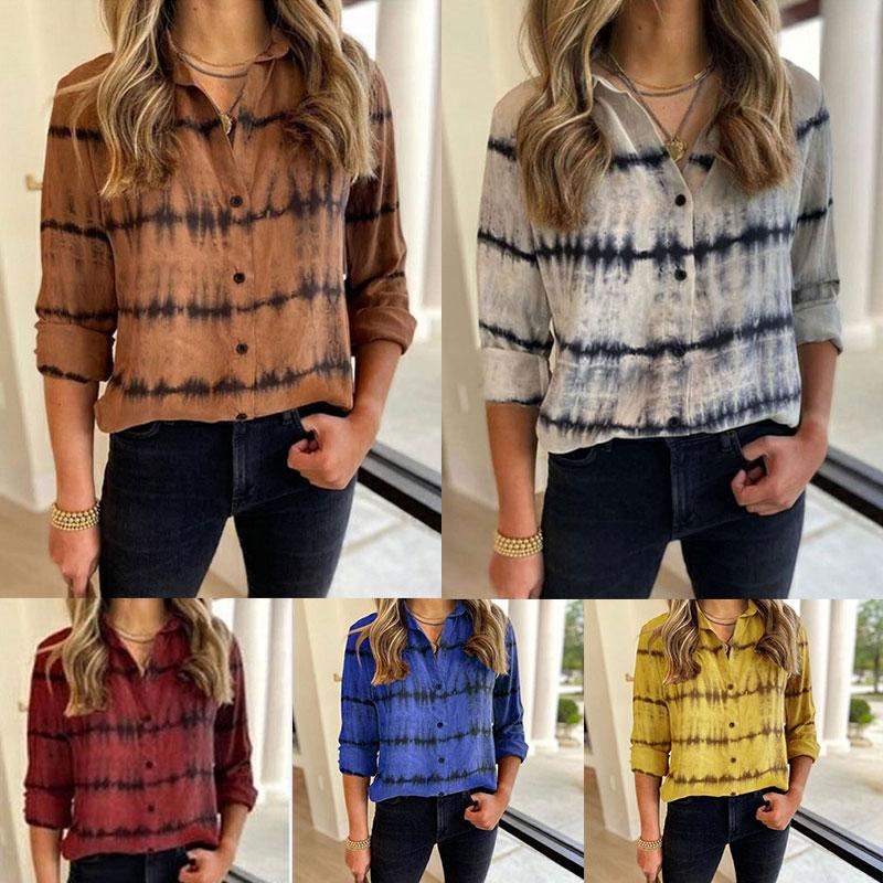New Women Tie Dye Shirts Long Sleeve Oversized Stripe Tops Blouse Shirts Women Fashion Loose Fit Button Blouse 2020, Yellow
New Women Tie Dye Shirts Long Sleeve Oversized Stripe Tops Blouse Shirts Women Fashion Loose Fit Button Blouse 2020, Yellow